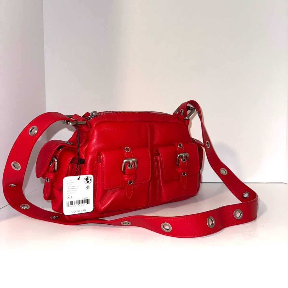 Free People Red Buckle Shoulder Bag